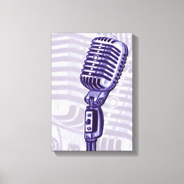Purple Vintage Microphone Canvas Print (Front)