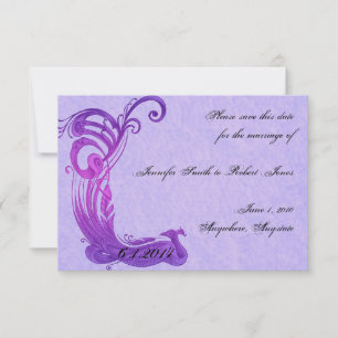 Purple Vintage Peacock Save the Date