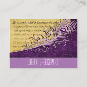 Purple Vintage Peacock Wedding Reception Cards