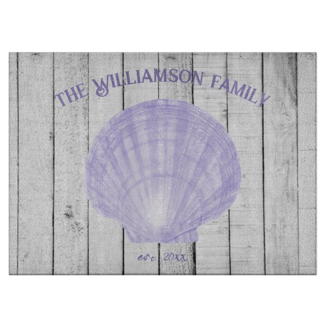 Purple Vintage Scallop Shell Cutting Board (Front)