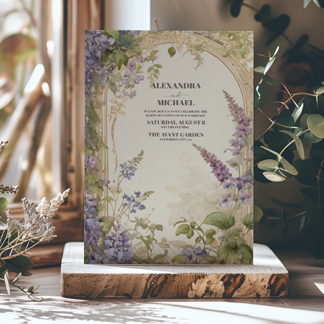 Purple Vintage Wedding William Morris Invitation (Creator Uploaded)