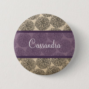 Purple Vintage Zinnia Button
