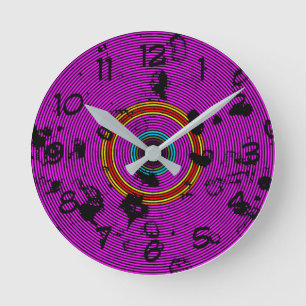 Purple Vinyl Disc Texture Pattern Round Clock