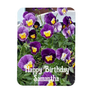 Purple Viola Pansy Flower flowers Floral Birthday Magnet