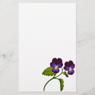 Purple Viola Pansy Stationery