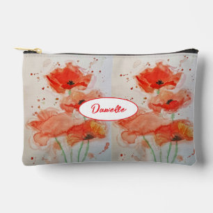 Purple Viola Watercolor Flower Girls Name Pansy Accessory Pouch