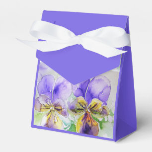 Purple Viola Watercolour Party Cake Favour Box