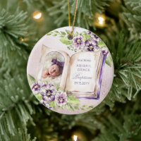Purple Violet Arched Photo Unique Baptism Keepsake