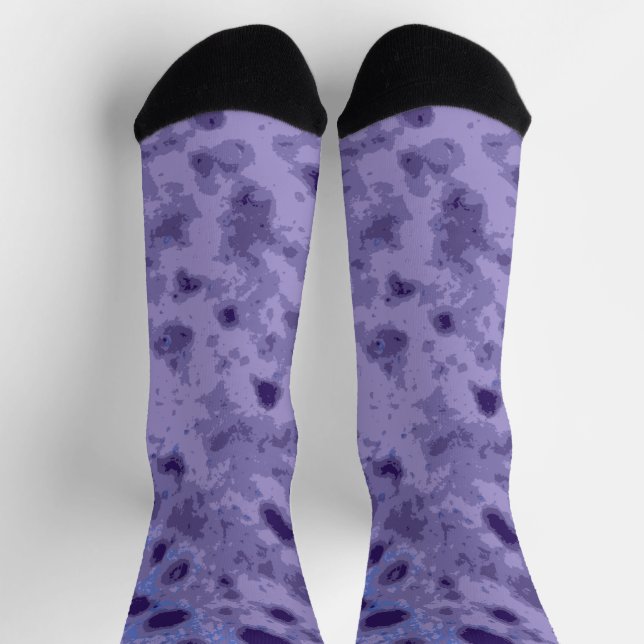 Purple violet blue abstract distressed pattern socks (Top)