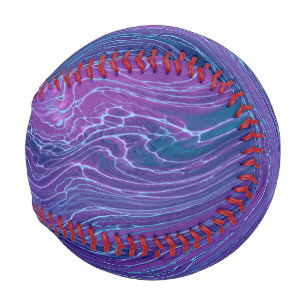 Purple Violet Blue Marbling Acrylic Abstraction Baseball