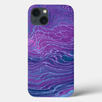 Purple Violet Blue Marbling Acrylic Abstraction