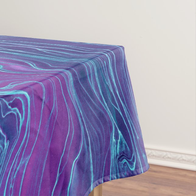 Purple Violet Blue Marbling Acrylic Abstraction  Tablecloth (In Situ)