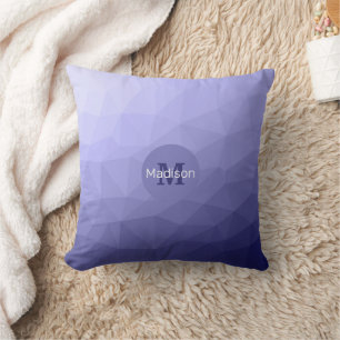 Purple violet blue mesh ombre pattern Monogram Cushion