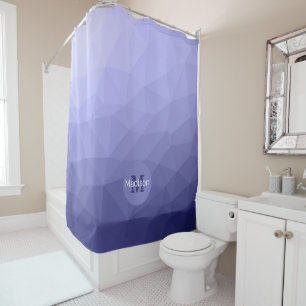 Purple violet  blue mesh ombre pattern Monogram Shower Curtain