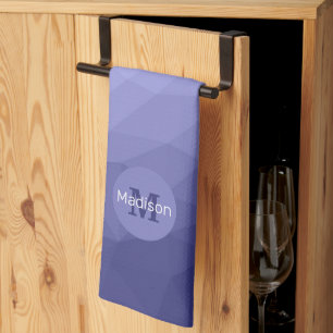 Purple violet  blue mesh ombre pattern Monogram Tea Towel