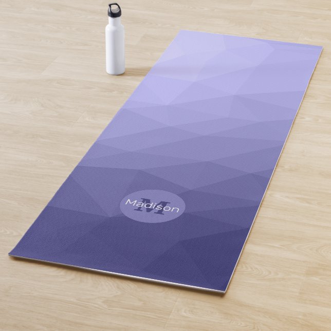 Purple violet  blue mesh ombre pattern Monogram Yoga Mat (In Situ)