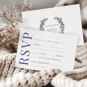 Purple Violet Botanical Floral Wedding RSVP Cards