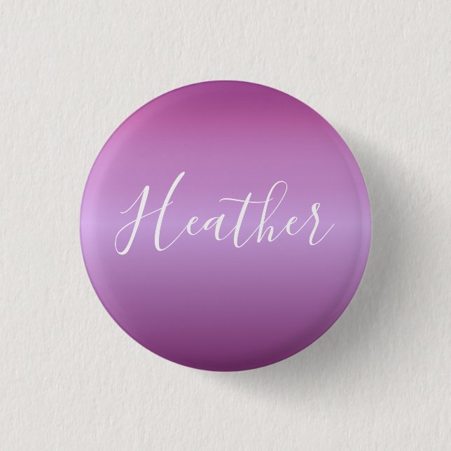 Purple Violet & Custom White Script 3 Cm Round Badge (Front)