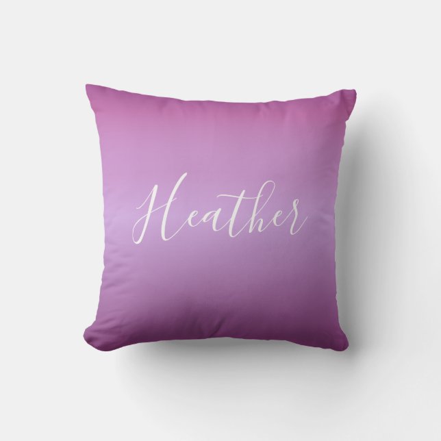 Purple Violet & Custom White Script Cushion (Front)