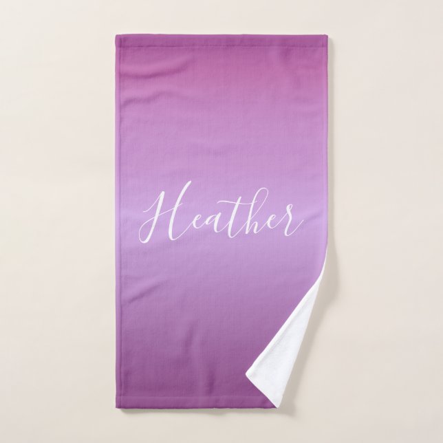 Purple Violet & Custom White Script Hand Towel (Hand Towel)
