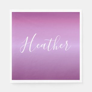 Purple Violet & Custom White Script Napkin