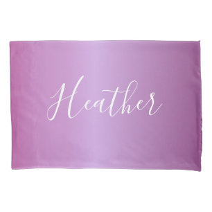 Purple Violet & Custom White Script Pillowcase