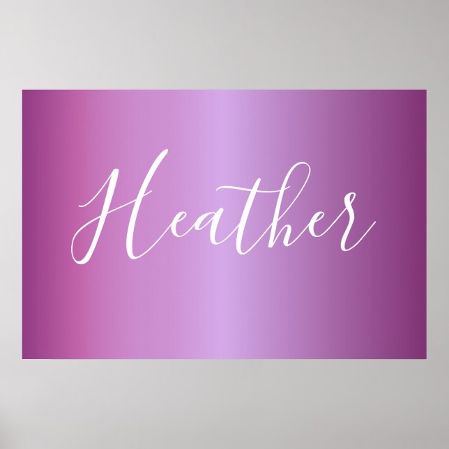 Purple Violet & Custom White Script Poster (Front)