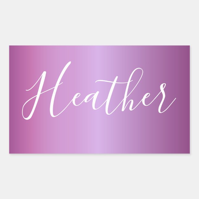 Purple Violet & Custom White Script Rectangular Sticker (Front)