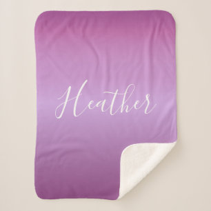 Purple Violet & Custom White Script Sherpa Blanket