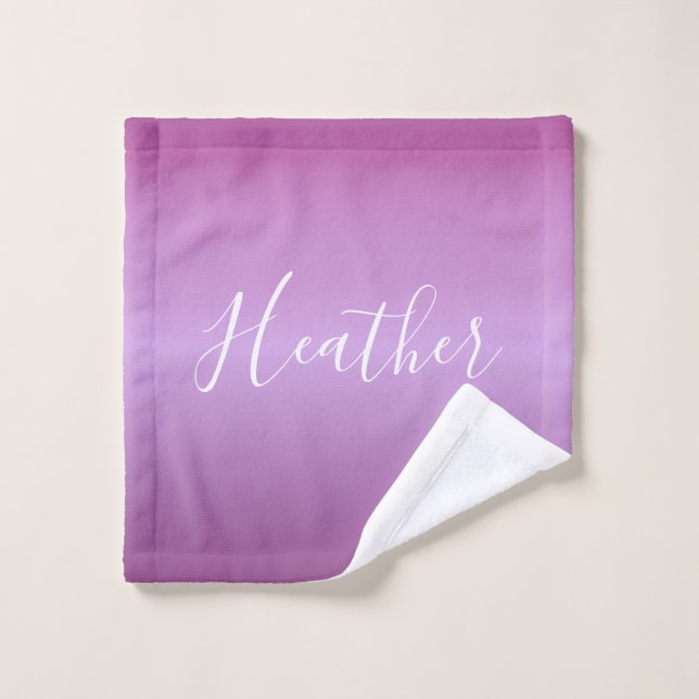 Purple Violet & Custom White Script Wash Cloth (Wash Cloth)