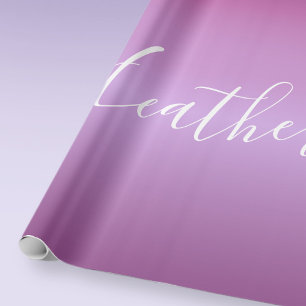 Purple Violet & Custom White Script Wrapping Paper