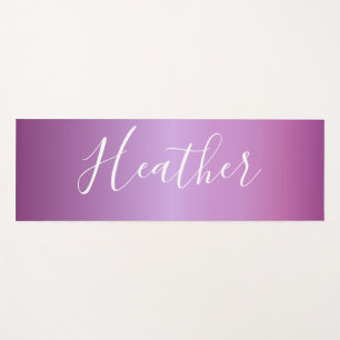 Purple Violet & Custom White Script Yoga Mat