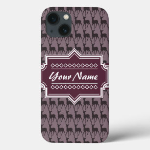Purple Violet Deer Personalised Name iPhone 13 Case