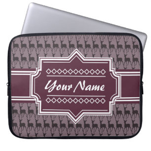 Purple Violet Deer Personalized Name Laptop Sleeve