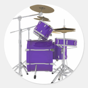 Purple / Violet Drum Kit: Classic Round Sticker