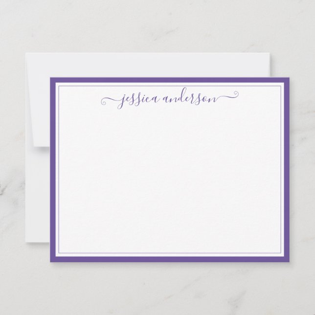 Purple Violet Elegant Modern Preppy Girly Script Card (Front)