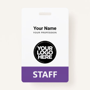 Purple Violet Employee Name Business Logo Qr Code ID Badge