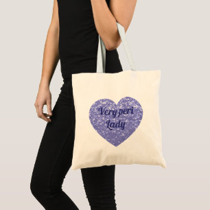 Purple violet faux sparkles glitter heart w text tote bag