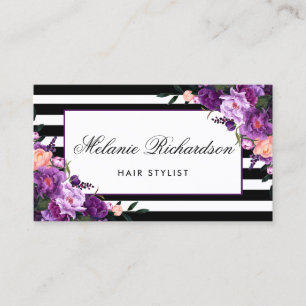 Purple Violet Floral Hair Stylist Appointment ST Card