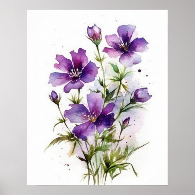 Purple Violet Flowers Art Print Poster (Front)