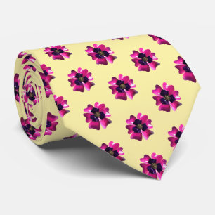 Purple Violet Flowers Fashion Butter Yellow Trendy Tie