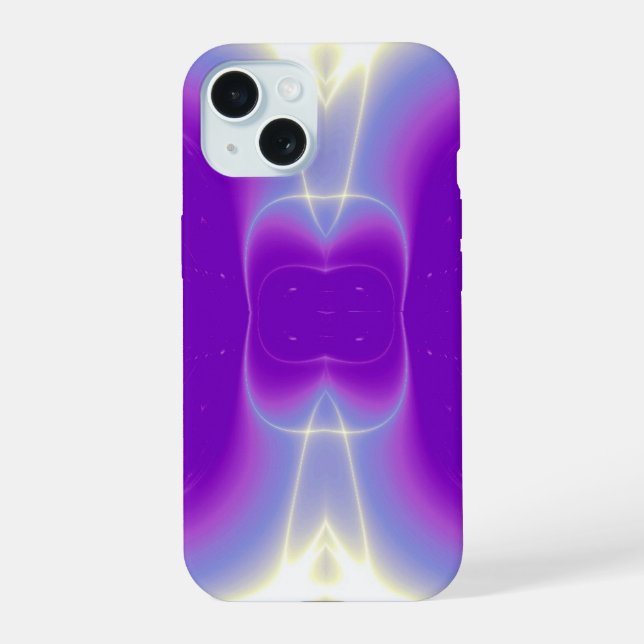 PURPLE VIOLET FRACTAL LIGHT WAVES iPhone 15 CASE (Back)