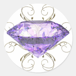 Purple, Violet Gem Classic Round Sticker