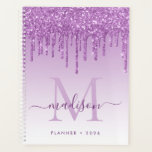 Purple Violet Glitter Drips Girly Monogram 2021 Planner<br><div class="desc">Modern Glam Purple Violet Lavender Plum Glitter Drips Girly Feminine Luxury Monogram Script Name 2021 Planner</div>