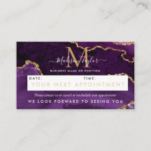 Purple Violet Gold Glitter Agate Marble Monogram