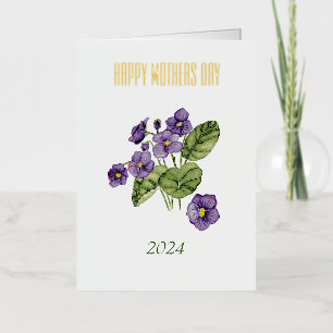 purple violet Happy mothers day Foil Greeting Card
