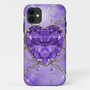 Purple, Violet Heart Gem iPhone 11 Case