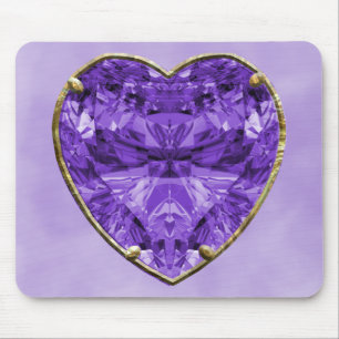 Purple, Violet Heart Gem Mouse Pad
