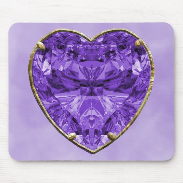 Purple, Violet Heart Gem Mouse Pad (Front)