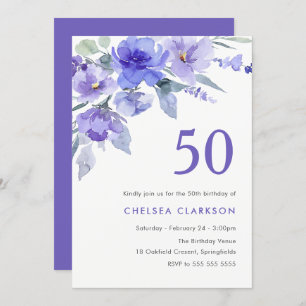 Purple Violet & Lavender 50th Birthday Party Invitation
